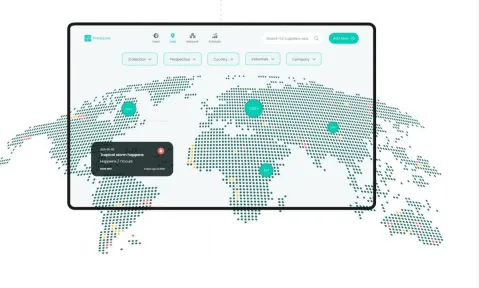 screenshot of application showing a world map